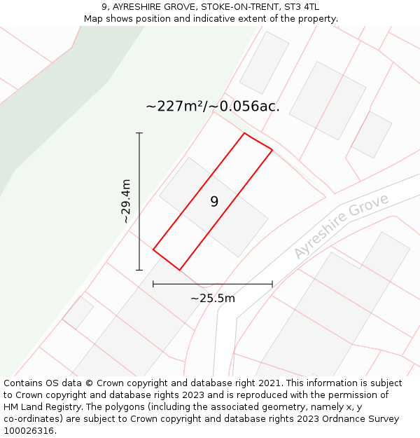 9, AYRESHIRE GROVE, STOKE-ON-TRENT, ST3 4TL: Plot and title map