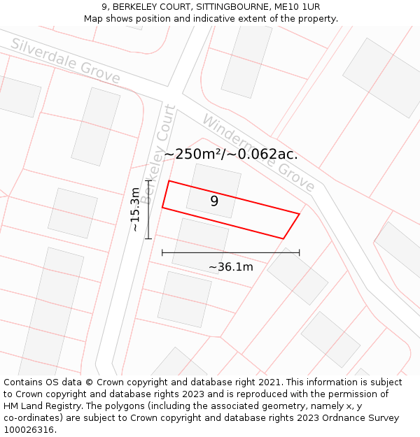 9, BERKELEY COURT, SITTINGBOURNE, ME10 1UR: Plot and title map