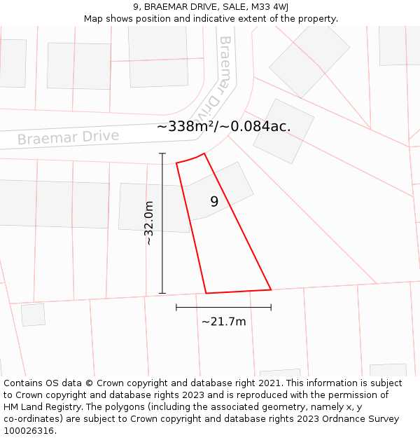 9, BRAEMAR DRIVE, SALE, M33 4WJ: Plot and title map