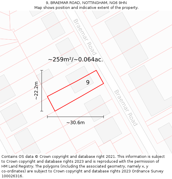 9, BRAEMAR ROAD, NOTTINGHAM, NG6 9HN: Plot and title map