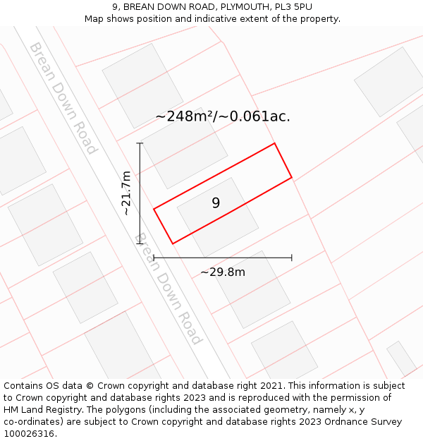 9, BREAN DOWN ROAD, PLYMOUTH, PL3 5PU: Plot and title map