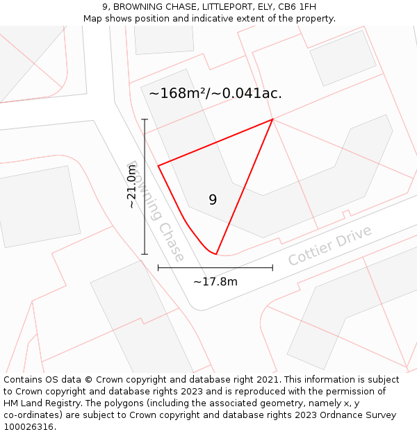 9, BROWNING CHASE, LITTLEPORT, ELY, CB6 1FH: Plot and title map