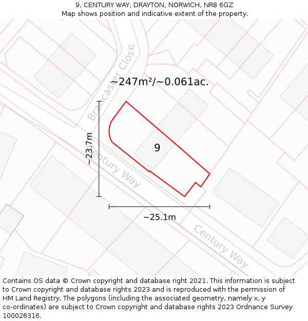 9, CENTURY WAY, DRAYTON, NORWICH, NR8 6GZ: Plot and title map