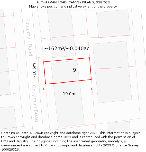 9, CHAPMAN ROAD, CANVEY ISLAND, SS8 7QS: Plot and title map