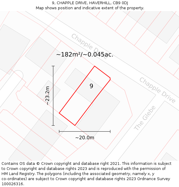 9, CHAPPLE DRIVE, HAVERHILL, CB9 0DJ: Plot and title map