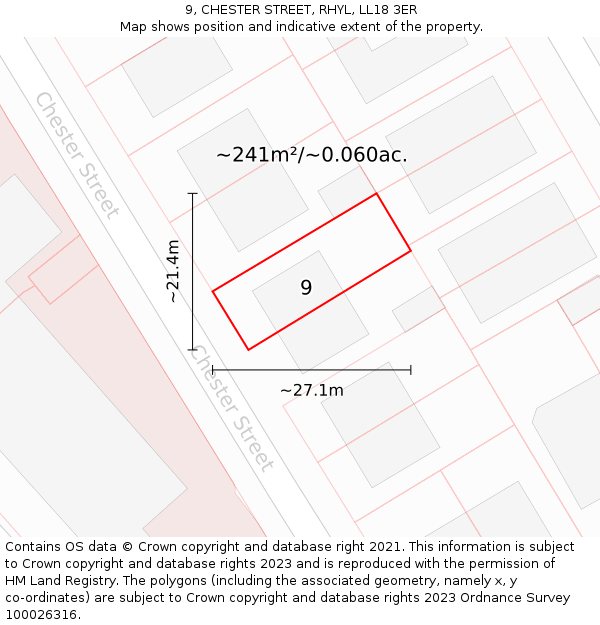 9, CHESTER STREET, RHYL, LL18 3ER: Plot and title map