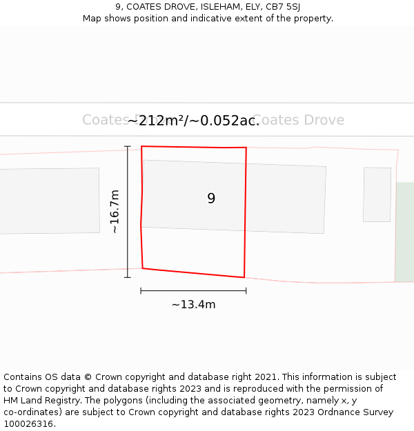 9, COATES DROVE, ISLEHAM, ELY, CB7 5SJ: Plot and title map