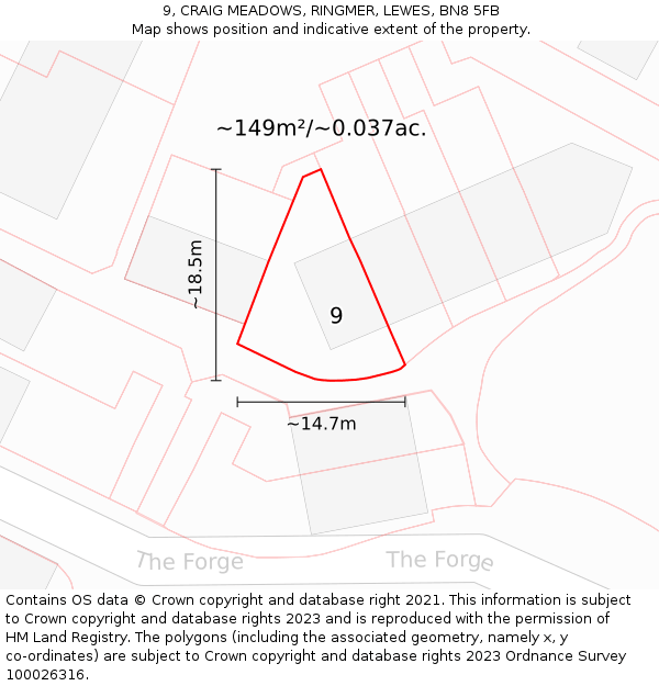 9, CRAIG MEADOWS, RINGMER, LEWES, BN8 5FB: Plot and title map