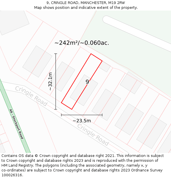 9, CRINGLE ROAD, MANCHESTER, M19 2RW: Plot and title map