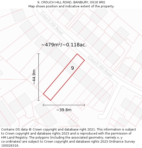 9, CROUCH HILL ROAD, BANBURY, OX16 9RG: Plot and title map