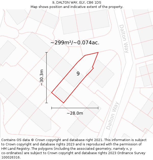 9, DALTON WAY, ELY, CB6 1DS: Plot and title map