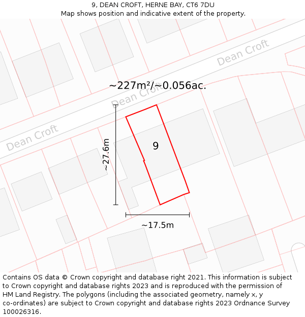 9, DEAN CROFT, HERNE BAY, CT6 7DU: Plot and title map