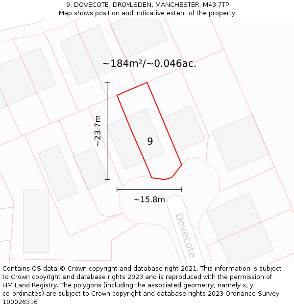 9, DOVECOTE, DROYLSDEN, MANCHESTER, M43 7TP: Plot and title map