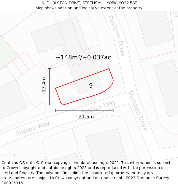 9, DURLSTON DRIVE, STRENSALL, YORK, YO32 5AT: Plot and title map