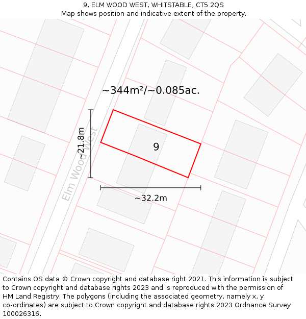 9, ELM WOOD WEST, WHITSTABLE, CT5 2QS: Plot and title map