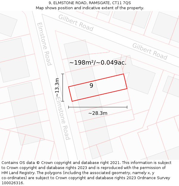 9, ELMSTONE ROAD, RAMSGATE, CT11 7QS: Plot and title map