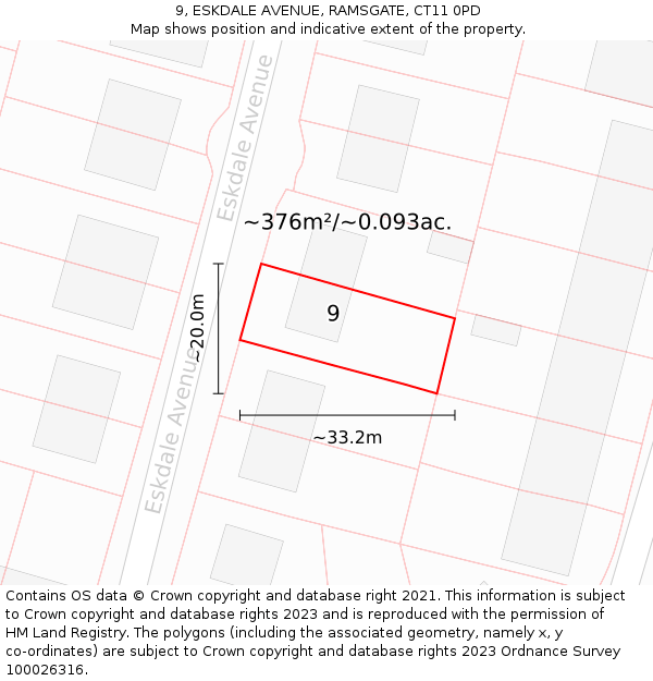 9, ESKDALE AVENUE, RAMSGATE, CT11 0PD: Plot and title map