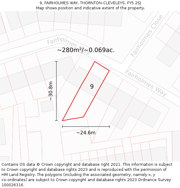 9, FAIRHOLMES WAY, THORNTON-CLEVELEYS, FY5 2SJ: Plot and title map