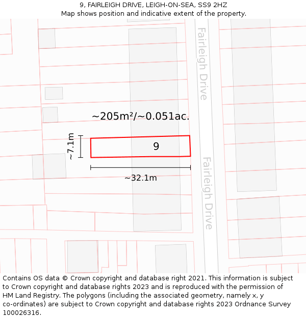 9, FAIRLEIGH DRIVE, LEIGH-ON-SEA, SS9 2HZ: Plot and title map