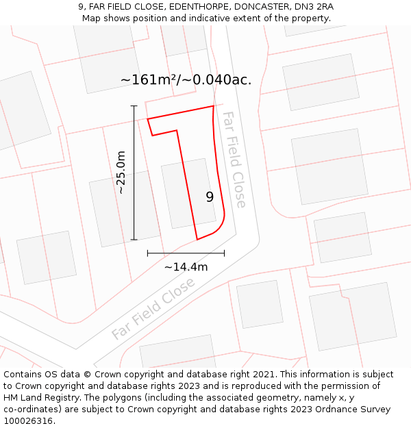 9, FAR FIELD CLOSE, EDENTHORPE, DONCASTER, DN3 2RA: Plot and title map