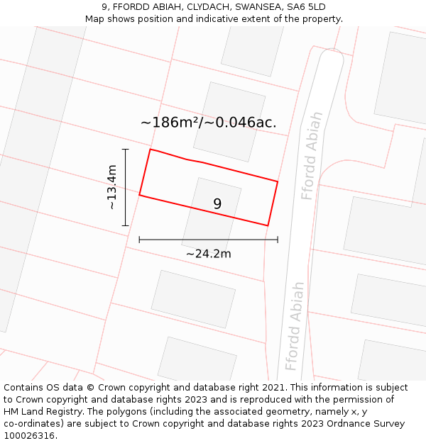 9, FFORDD ABIAH, CLYDACH, SWANSEA, SA6 5LD: Plot and title map