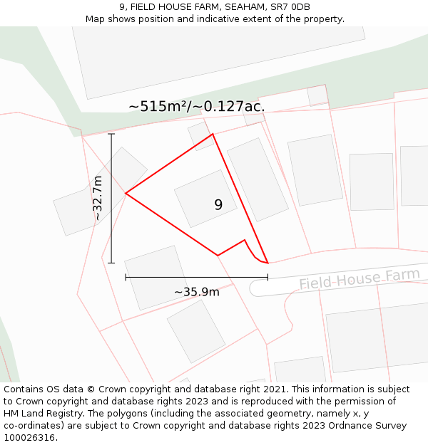 9, FIELD HOUSE FARM, SEAHAM, SR7 0DB: Plot and title map