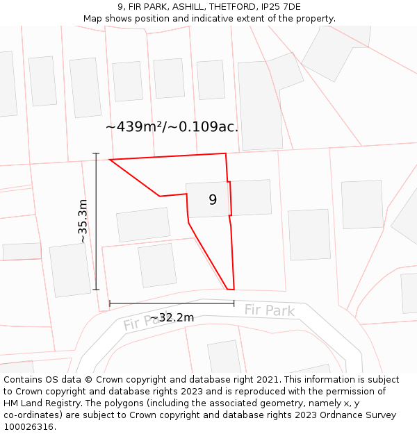 9, FIR PARK, ASHILL, THETFORD, IP25 7DE: Plot and title map