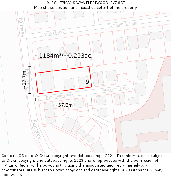 9, FISHERMANS WAY, FLEETWOOD, FY7 8SE: Plot and title map