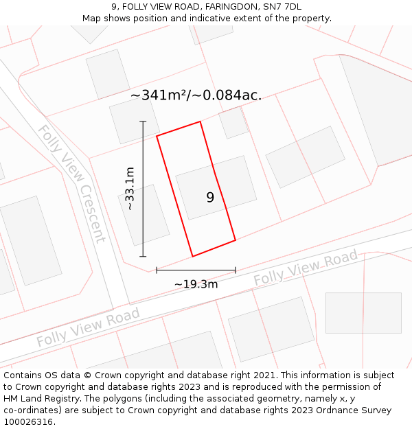 9, FOLLY VIEW ROAD, FARINGDON, SN7 7DL: Plot and title map