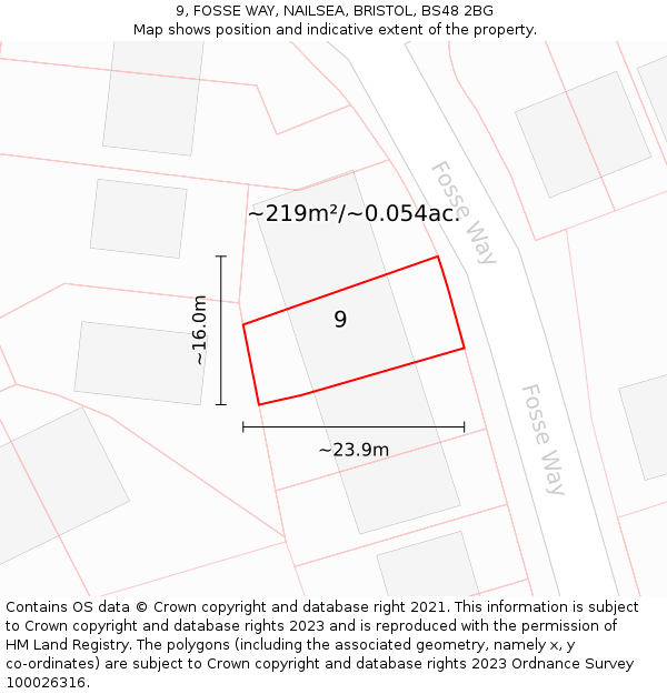 9, FOSSE WAY, NAILSEA, BRISTOL, BS48 2BG: Plot and title map