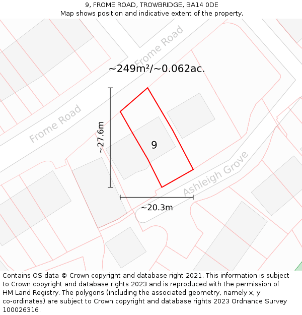 9, FROME ROAD, TROWBRIDGE, BA14 0DE: Plot and title map