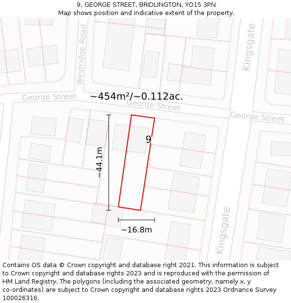 9, GEORGE STREET, BRIDLINGTON, YO15 3PN: Plot and title map