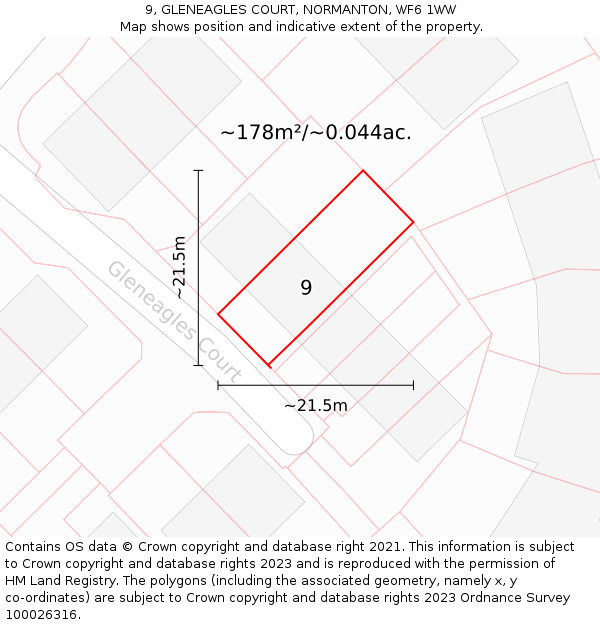 9, GLENEAGLES COURT, NORMANTON, WF6 1WW: Plot and title map