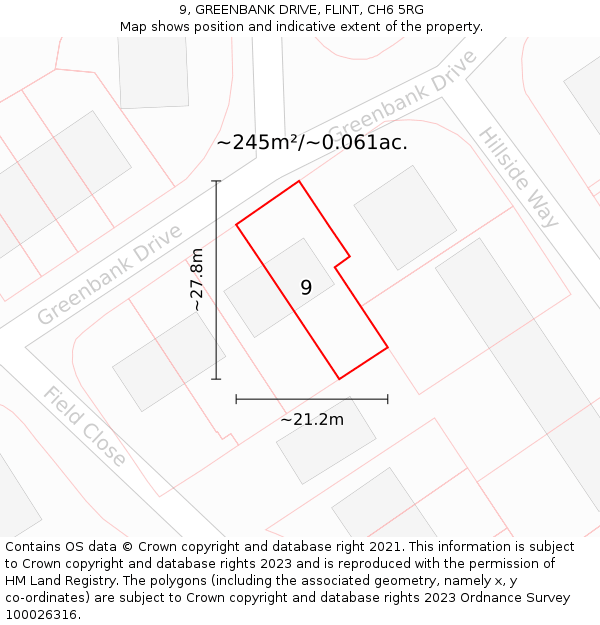 9, GREENBANK DRIVE, FLINT, CH6 5RG: Plot and title map