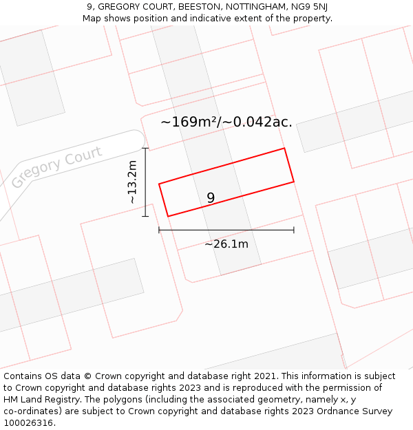 9, GREGORY COURT, BEESTON, NOTTINGHAM, NG9 5NJ: Plot and title map