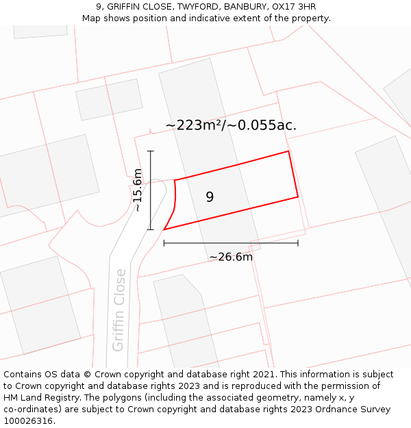 9, GRIFFIN CLOSE, TWYFORD, BANBURY, OX17 3HR: Plot and title map