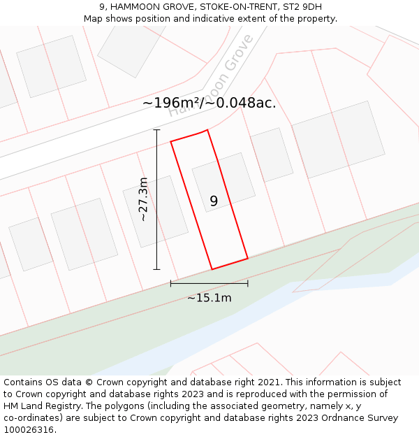 9, HAMMOON GROVE, STOKE-ON-TRENT, ST2 9DH: Plot and title map