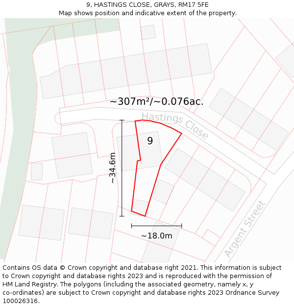 9, HASTINGS CLOSE, GRAYS, RM17 5FE: Plot and title map