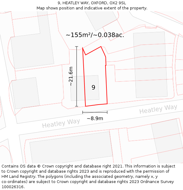 9, HEATLEY WAY, OXFORD, OX2 9SL: Plot and title map