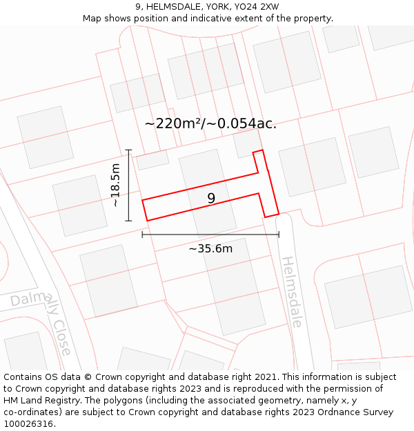 9, HELMSDALE, YORK, YO24 2XW: Plot and title map