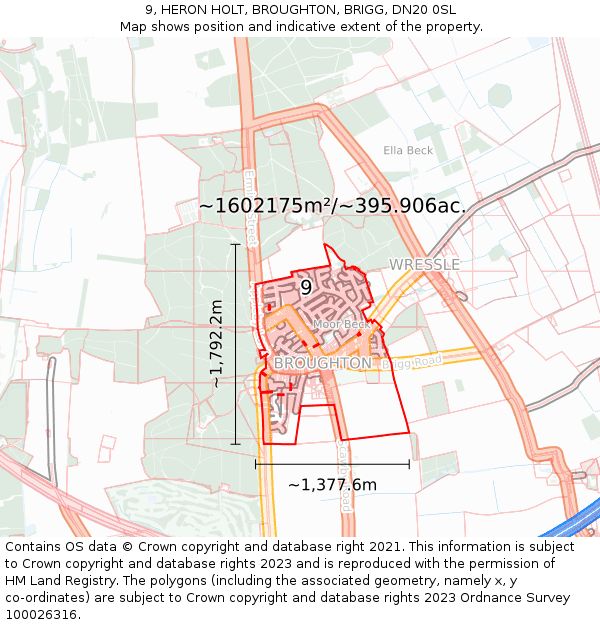 9, HERON HOLT, BROUGHTON, BRIGG, DN20 0SL: Plot and title map