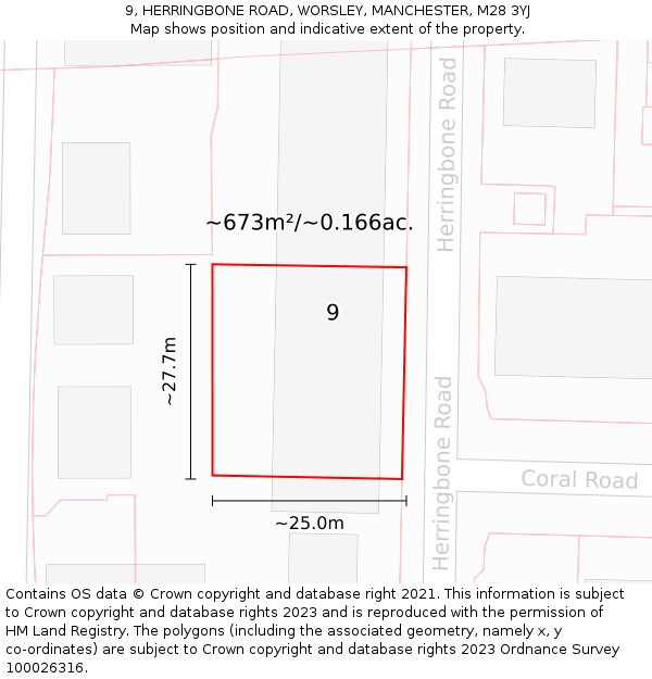 9, HERRINGBONE ROAD, WORSLEY, MANCHESTER, M28 3YJ: Plot and title map