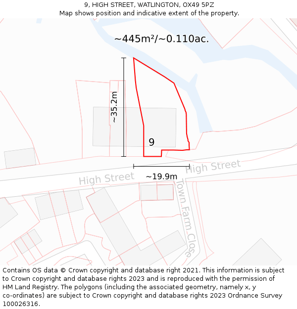 9, HIGH STREET, WATLINGTON, OX49 5PZ: Plot and title map