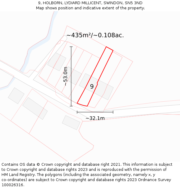 9, HOLBORN, LYDIARD MILLICENT, SWINDON, SN5 3ND: Plot and title map