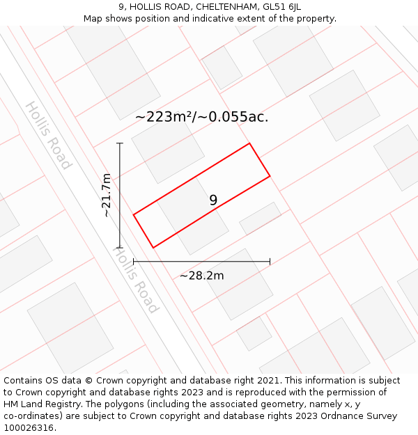 9, HOLLIS ROAD, CHELTENHAM, GL51 6JL: Plot and title map