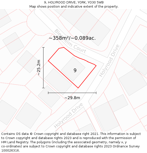 9, HOLYROOD DRIVE, YORK, YO30 5WB: Plot and title map
