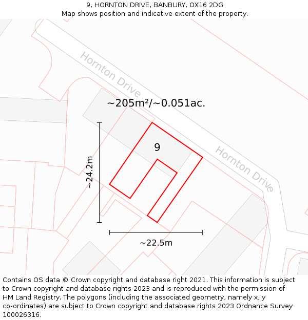 9, HORNTON DRIVE, BANBURY, OX16 2DG: Plot and title map