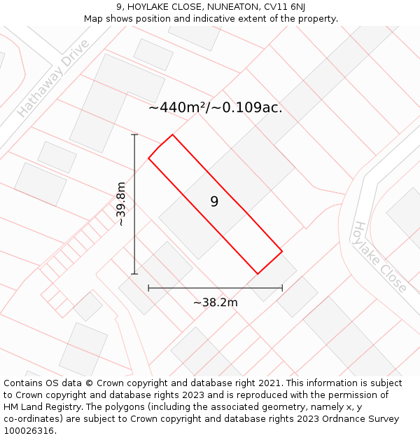 9, HOYLAKE CLOSE, NUNEATON, CV11 6NJ: Plot and title map