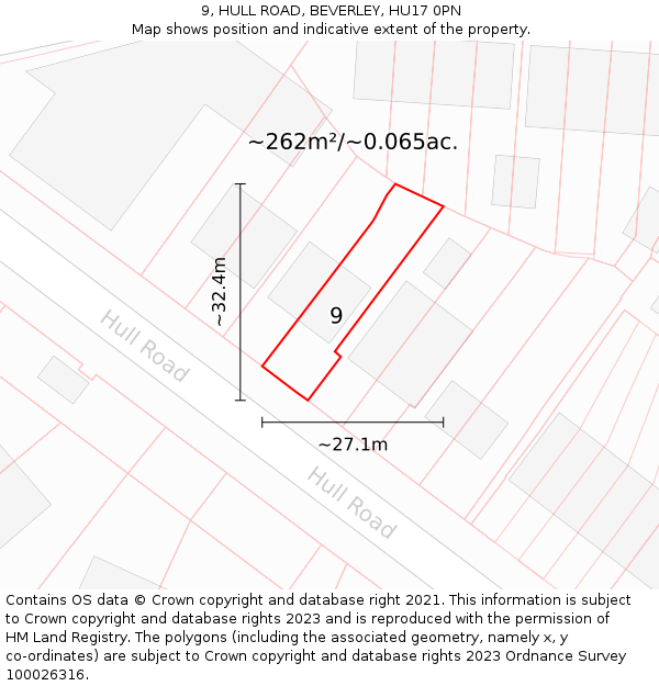 9, HULL ROAD, BEVERLEY, HU17 0PN: Plot and title map