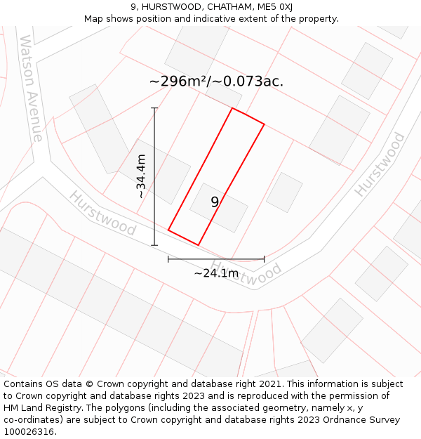 9, HURSTWOOD, CHATHAM, ME5 0XJ: Plot and title map